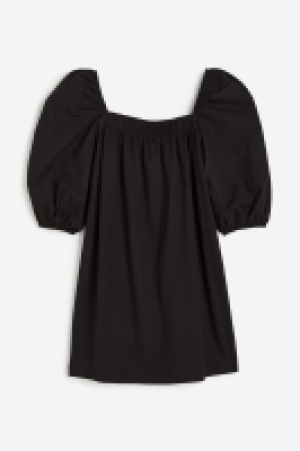 Puff-sleeved cotton dress