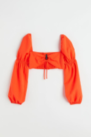 Balloon-sleeved cropped blouse