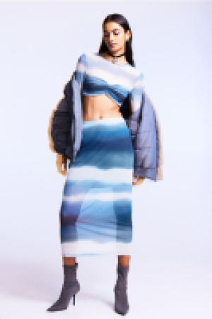 Mesh pencil skirt