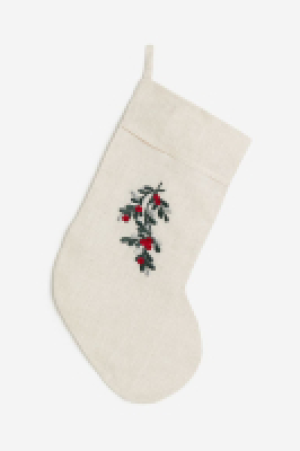 Embroidered-motif Christmas stocking