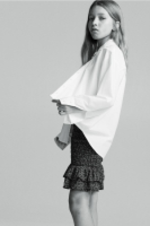 Smocked chiffon skirt