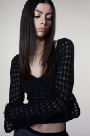 Pointelle-knit corset-style top