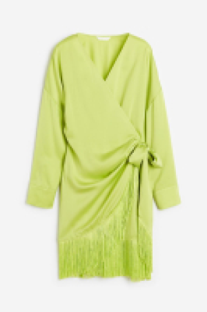 Fringe-trimmed satin wrap dress £23.00