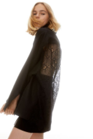 Lace-back linen-blend shirt