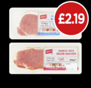 Jacks Back Bacon Rashers Unsmoked, Smoked £2.19