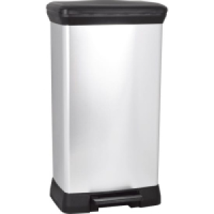 Curver Deco 50L Rectangular Pedal Bin - Silver £39.99