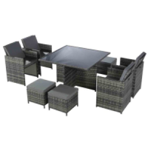 Home Treats Rattan Outdoor Dining Set - Mixed Grey