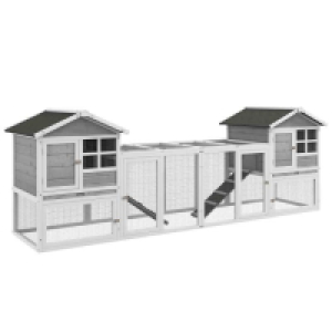 PawHut 2-In-1 Rabbit Hutch w/ Double House
