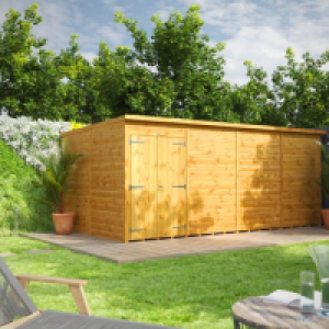 Power 16 x 8 Pent Windowless Double Door Garden Shed &pound;1,403.99