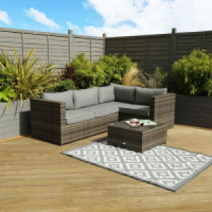 QDStores  Classic Rattan Garden Corner Sofa by Wensum - 3 Seats Grey