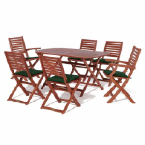 Rowlinson Plumley 6 Seater Dining Set with Green Cushions £299.99