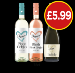 Budgens  I Heart Wines Pinot Grigio, Blush, Bubbly