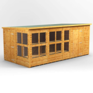 RobertDyas  16X8 Power Pent Potting Shed Combi Including 6Ft Side Store