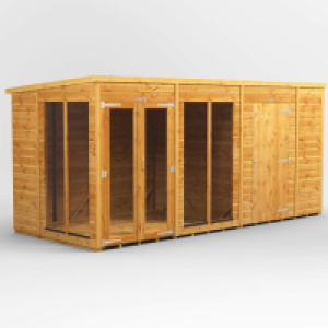 RobertDyas  14X6 Power Pent Summerhouse Combi Including 6Ft Side Store