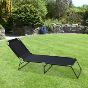 QDStores  Essentials Powder Coated Garden Patio Sun Lounger by Croft