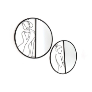 QDStores  2 Deco Wall Mirrors Metal Black 20cm