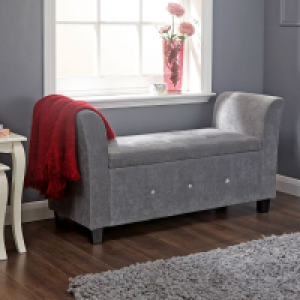 QDStores  Verona Window Seat Wood & Fabric Grey