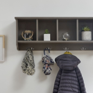 QDStores  Kempton Wall Rack Grey 4 Shelves