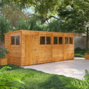 Power Sheds Pent Overlap Dip Treated Shed - 16 x 6ft