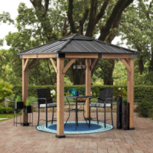 Sunjoy Cedar wood Gazebo RAPI - 273cm x 273cm, Anthracite £1,020.99