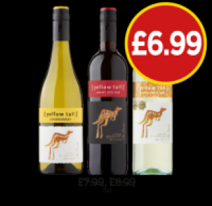 Yellow Tail Chardonnay, Jammy Red Roo, White Roo