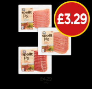 Spoilt Pig Back Bacon Unsmoked, Smoked, Smoked Streaky Bacon £3.29