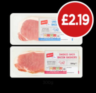 Jacks Unsmoked Back Bacon Rashers, Smoked £2.19