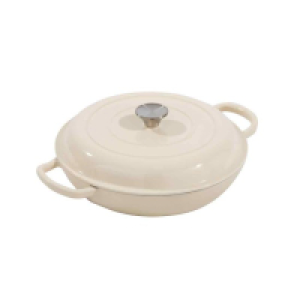 Robert Dyas 30cm Cast Iron Casserole Pan - Cream