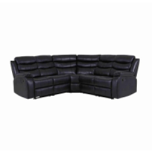 Luxury Life Roma Leather Corner Recliner Sofa - Black
