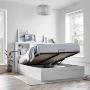 RobertDyas  Bedmaster Arizona White Wooden Ottoman Storage Bed Double