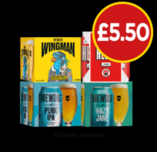 Brewdog Wingman, Camden Hells, Brewdog Punk IPA, Hazy Jane
