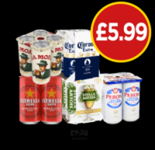 Birra Moretti, Corona Extra, Estrella, Stella Artois, Peroni