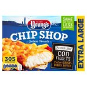 Youngs Chip Shop 2 Extra Large Battered Cod Fillets Frozen