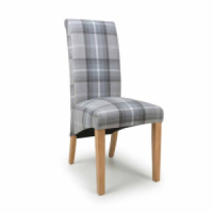 Shankar 2 x Karta Scroll Back Check Grey Dining Chairs