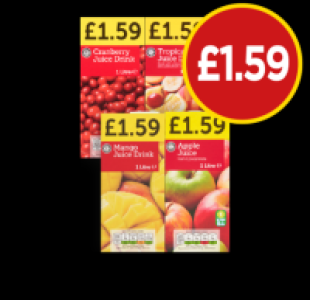 Juice Drink Cranberry, Tropical, Mango, Apple £1.59