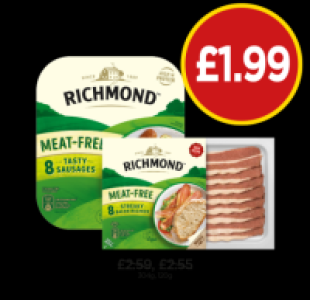 Budgens  Richmond Meat-Free Sausages, Streaky Bacon