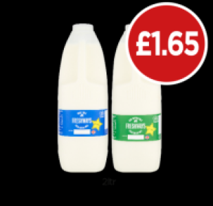 Budgens  Freshwasy Milk Whole, Semi-Skimmed