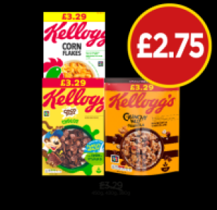 Budgens  Kelloggs Corn Flakes, Coco Pops Chocos, Crunchy Nut Granola