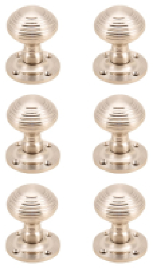 Ringed Mortice Satin Nickel Door Knob - 3 Pairs