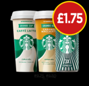 Starbucks Caffè Latte, Caramel Macchiato, Triple Espresso