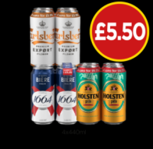Carlsberg Export, Kronenbourg, Holsten Pils