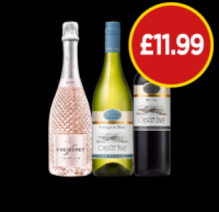 Freixenet Italian Rose, Oyster Bay Sauvignon Blanc, Merlot