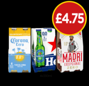 Corona Extra, Heineken 0.0, Madri Zero