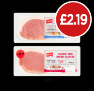 Jacks Back Bacon Rashers Unsmoked, Smoked