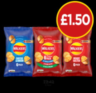 Walkers Cheese & Onion, Ready Salted, Classic Variety Pack