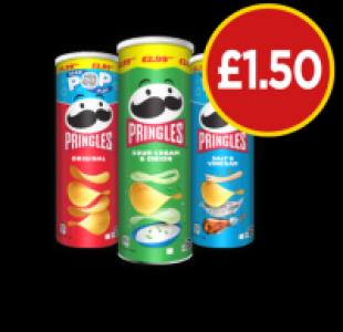 Budgens  Pringles Original, Sour Cream & Onion, Salt & Vinegar