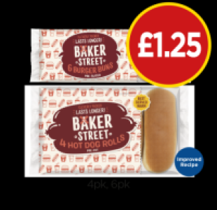 Baker Street Burger Buns, Hot Dog Rolls