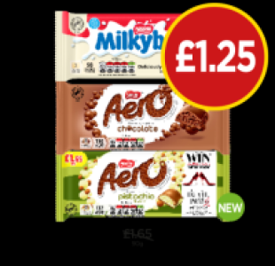 Milkybar, Aero Chocolate, Pistachio