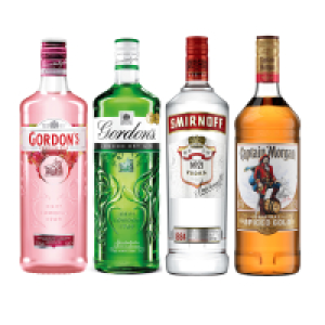 SMIRNOFF, GORDON&rsquo;S GIN & CAPTAIN MORGAN SPICED RUM