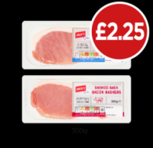 Jacks Back Bacon Rashers Smoked, Unsmoked